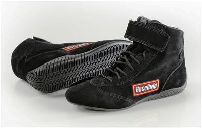 Racequip driving shoes 303 mid-top black suede/leather men's size 8 sfi 3.3/5
