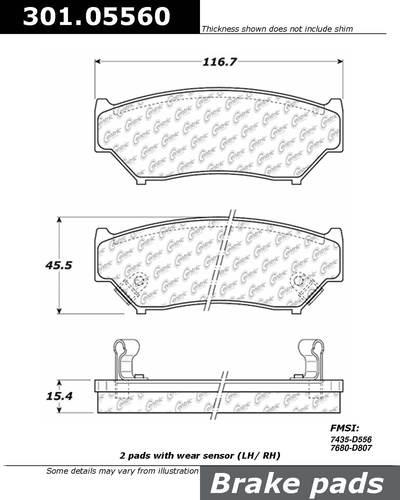 Centric 301.05560 brake pad or shoe, front-centric premium ceramic pads w/shims