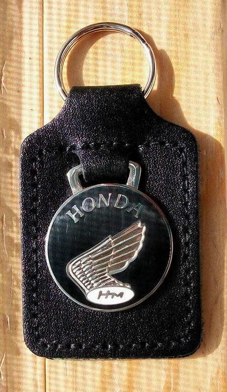 Honda key ring / fob black made in england - real leather - excellent quality