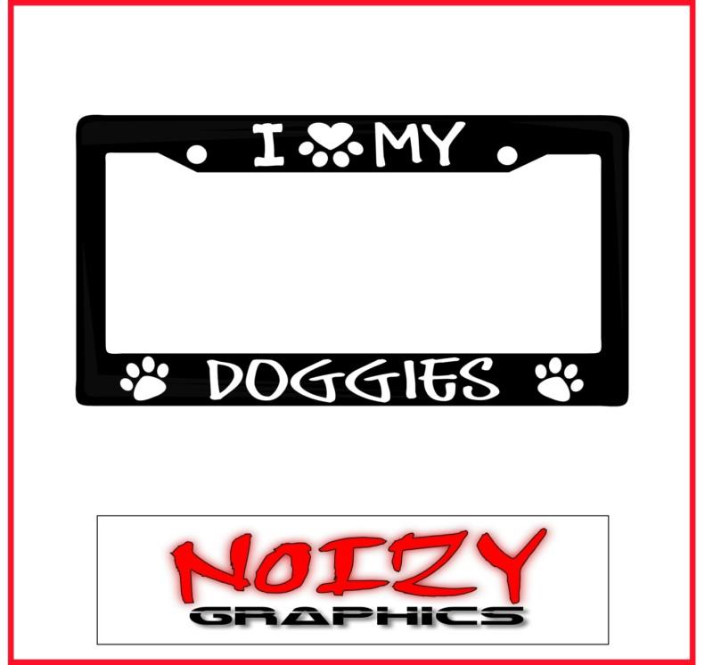 Cute family dog license plate car sticker decal frame i love paw heart my dogs 2