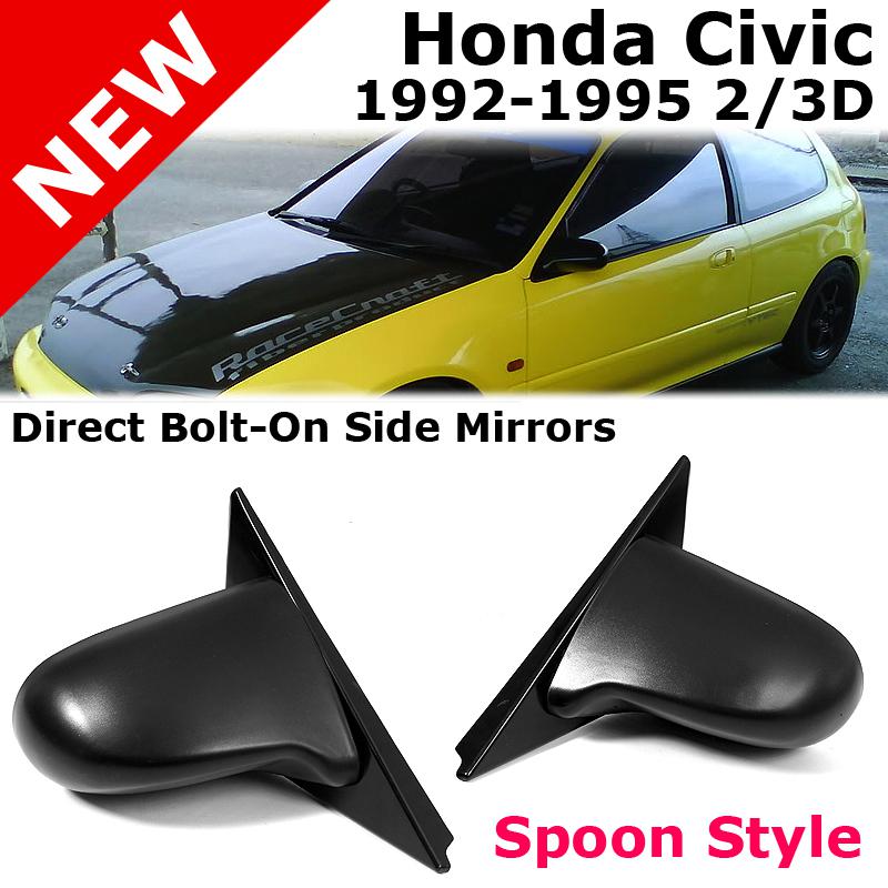 Honda civic 92-95 2/3 door jdm spoon style clear lens black manual side mirrors