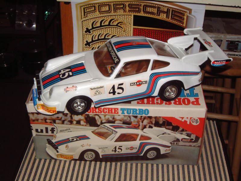 Large vintage martini porsche 930 w/mystery bump'n go action, working w/box!