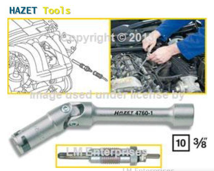 Hazet glow plug socket with universal joint 12 mm - 3/8" drive new