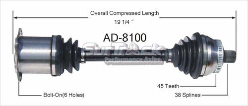 Surtrack perf axles ad-8100 cv half-shaft assembly-new cv axle shaft