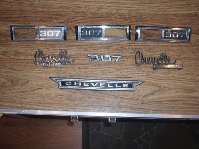 Chevy chevelle emblem lot fender grille trunk 307 1966 1968 1970 side marker