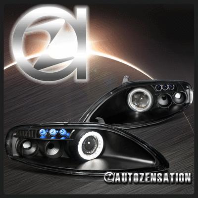 92-99 lexus sc300 sc400 black halo projector led drl headlights