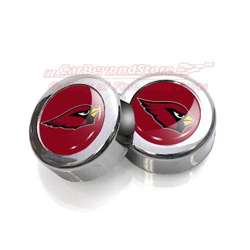 Nfl arizona cardinals license plate frame chrome screw covers, pair, + free gift
