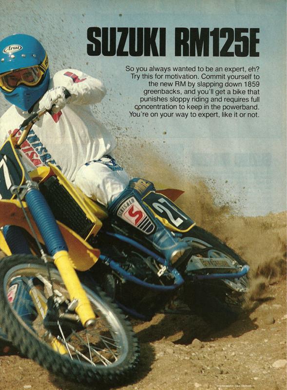 1984 suzuki rm125 e motorcycle road test with dyno specs 7 pages rm 125