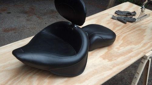 Mustang wide touring seat with driver backrest and passenger seat combination