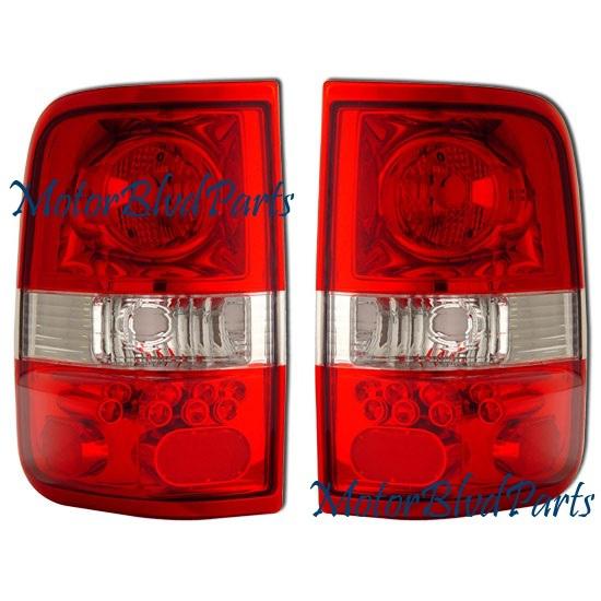 04-07 f150 red/clear tail lights rear brake lamps pair