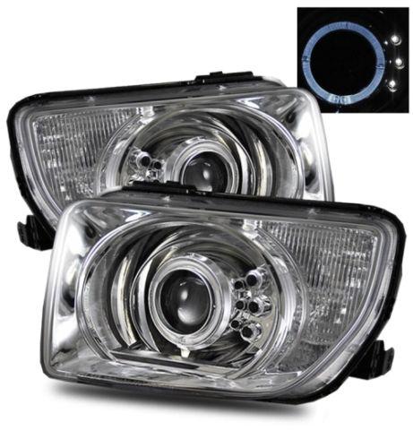 03-06 honda element aftermarket halo angel eye clear chrome projector headlights