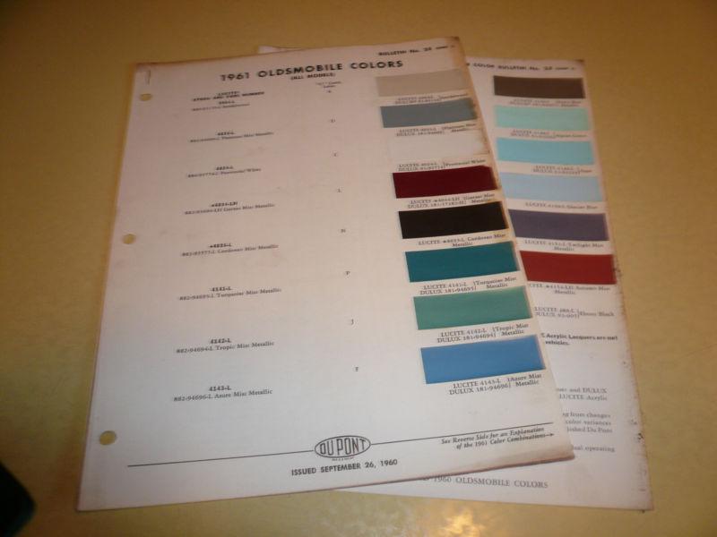 1961 oldsmobile dupont duco delux color chip paint sample - vintage