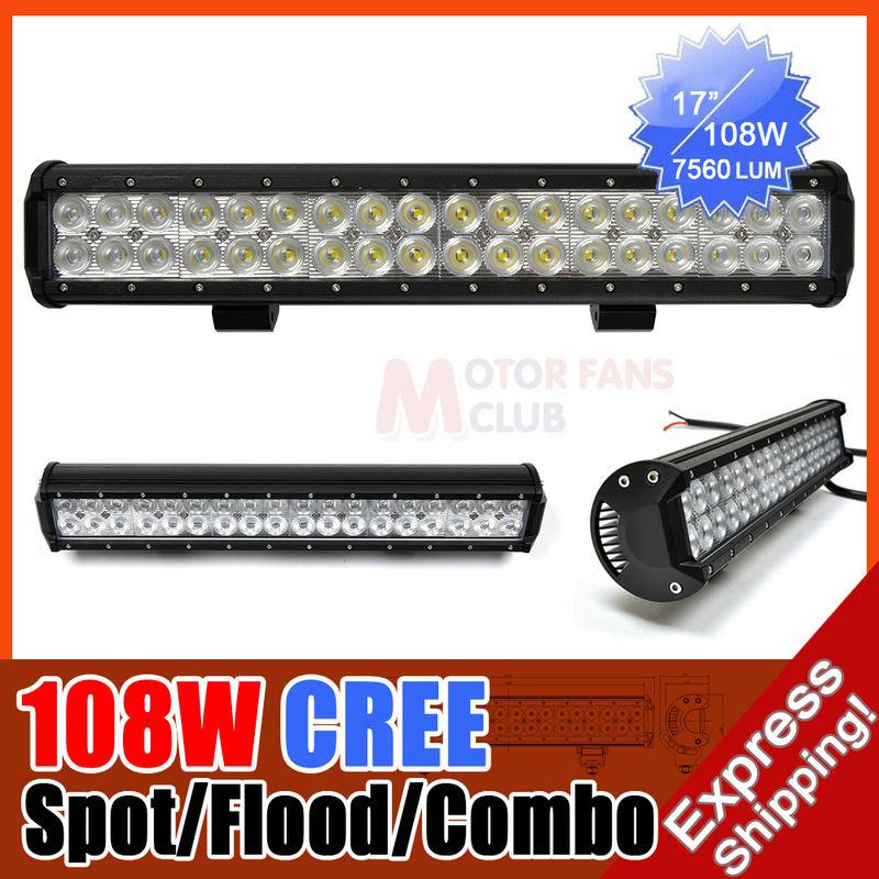 17inch 108w cree led work light bar lamp 7560lm 4wd spot/flood/combo 126w/234w