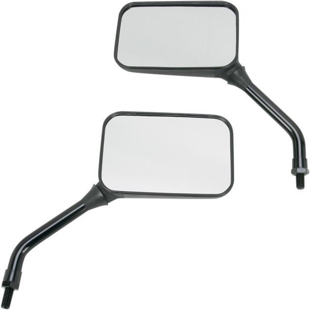 Emgo gp deluxe mirror set rectangular 10mm long stem black universal