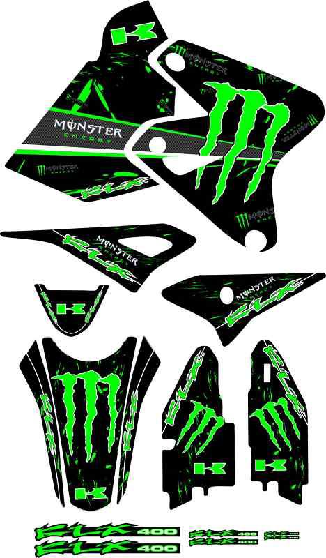 Klx400 graphic kit shroud plastic decals klx klx400sm 400s 400r klx400s green 