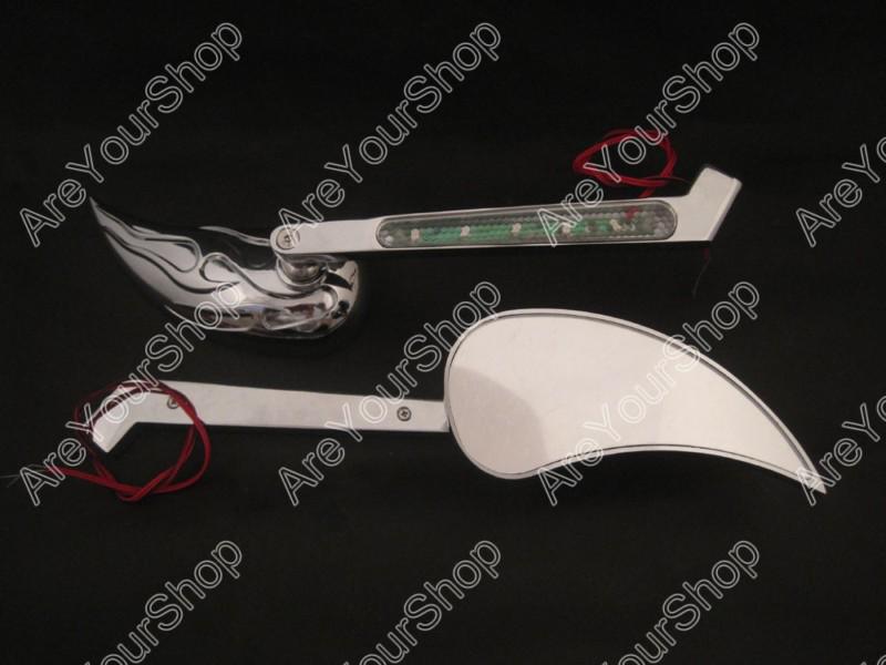 Flame wedge turn signals mirrors for yamaha cruisers