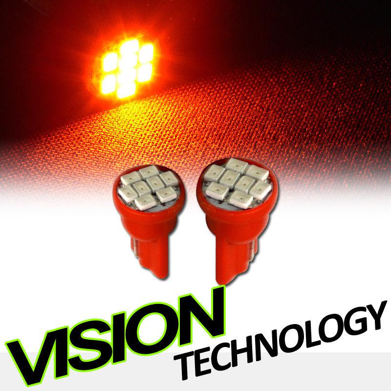 2pc amber/orange t10 wedge 8x smd led light lamp bulb 184 447 464 555 558 585