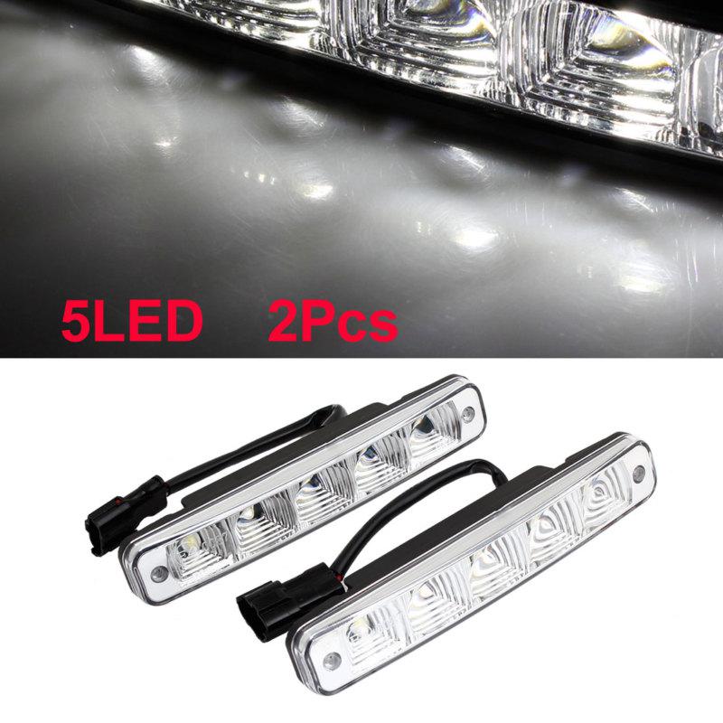 2pcs car auto dc 12v white 5-led fog day daytime running light