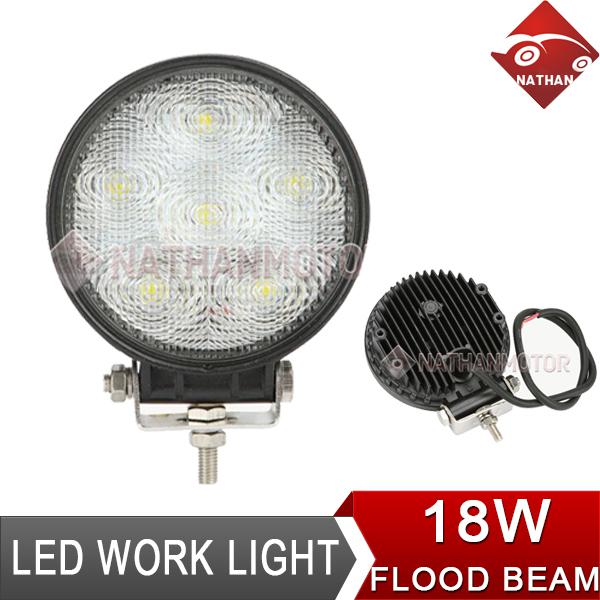 18w led work light offroad suv vehicle van car wagon boat flood beam lamp round