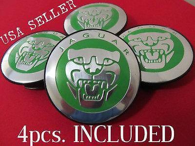 4pcs. new jaguar s type x type xj8 xk8 xkr wheel center cap green letters