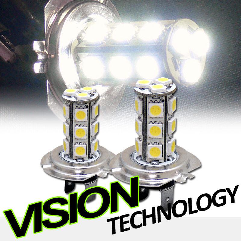 2pc white h7 18x 5050 smd led car daytime running light drl lamp bulbs new pair