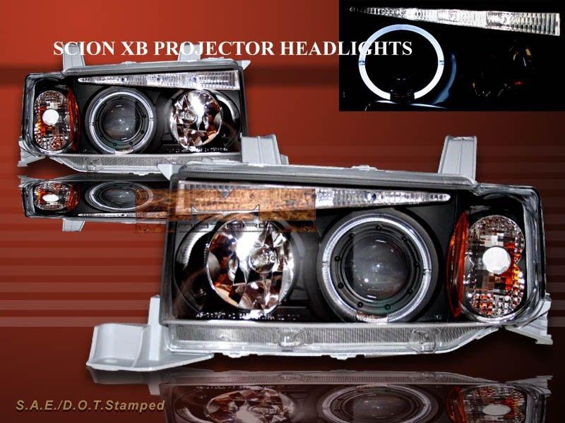 03-07 scion xb projector headlights halo black led 