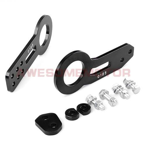 Black anodized aluminum cnc towing hooks front+rear tow hook for suv car truck