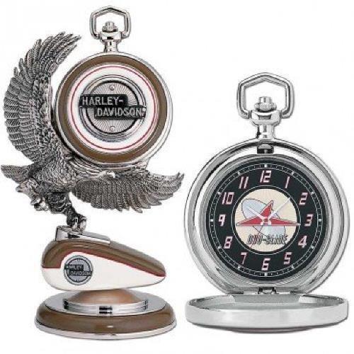 Franklin mint harley-davidson 1958 duo-glide pocket watch with stand and coa