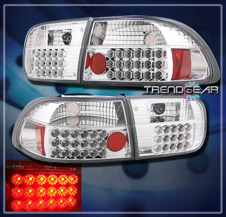 92-95 honda civic 2/4dr led altezza brake tail lights chrome 93 94 sedan/coupe