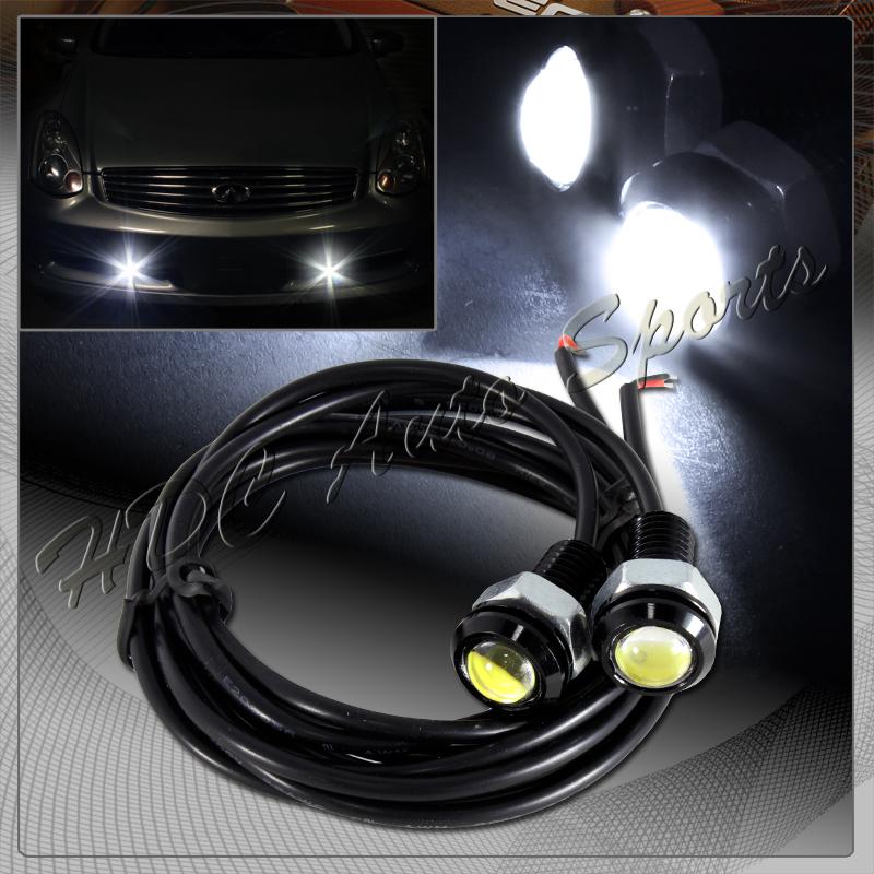 2x universal 18mm 3w 12v white led eagle eye drl daytime running lights lamps