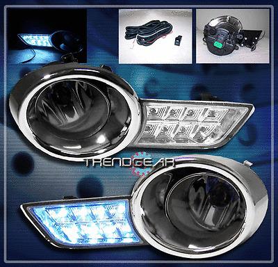 08 09 10 toyota highlander jdm bumper fog lights lamp +led chrome cover +harness