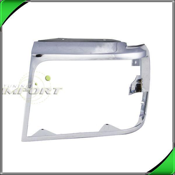 92-96 ford f150 f250 f350 left driver head light lamp chrome frame bracket bezel