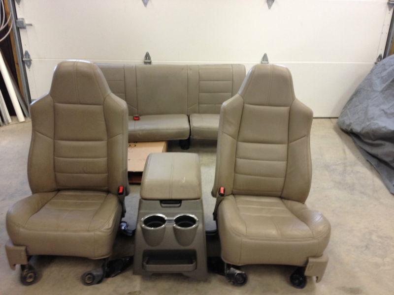 1999-2010 ford f250 f350 f450 superduty tan leather captain seats extended cab