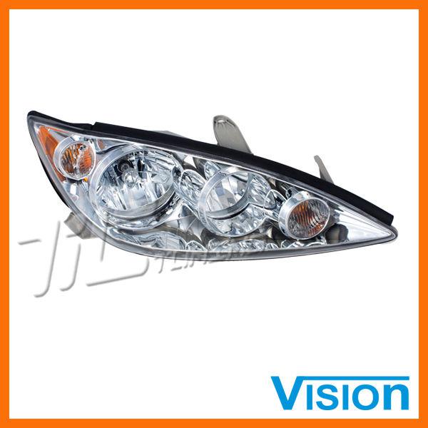 05-06 toyota camry le xle passenger r/h head light lamp usa built chrome bezel