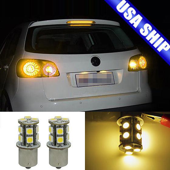 2x car lamp 13-led light turn tail brake turn signal bulbs 1156 ba15s warm white