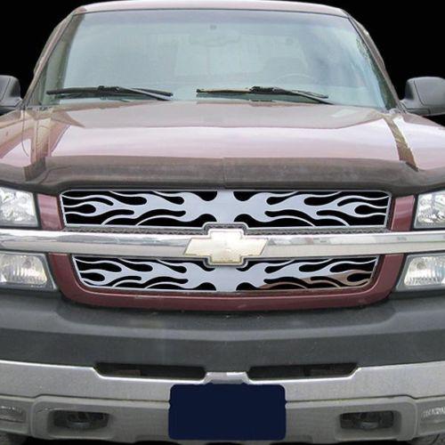 Chevy silverado 1500 03-05 horizontal flame polished stainless grill insert trim