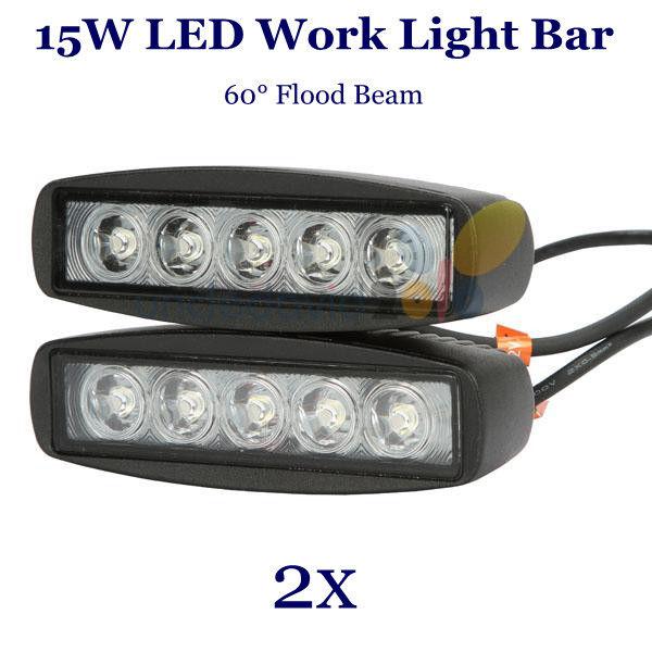 2x 15w led offroad work lamp flood beam fog light for atv suv jeep truck 4wd 4x4