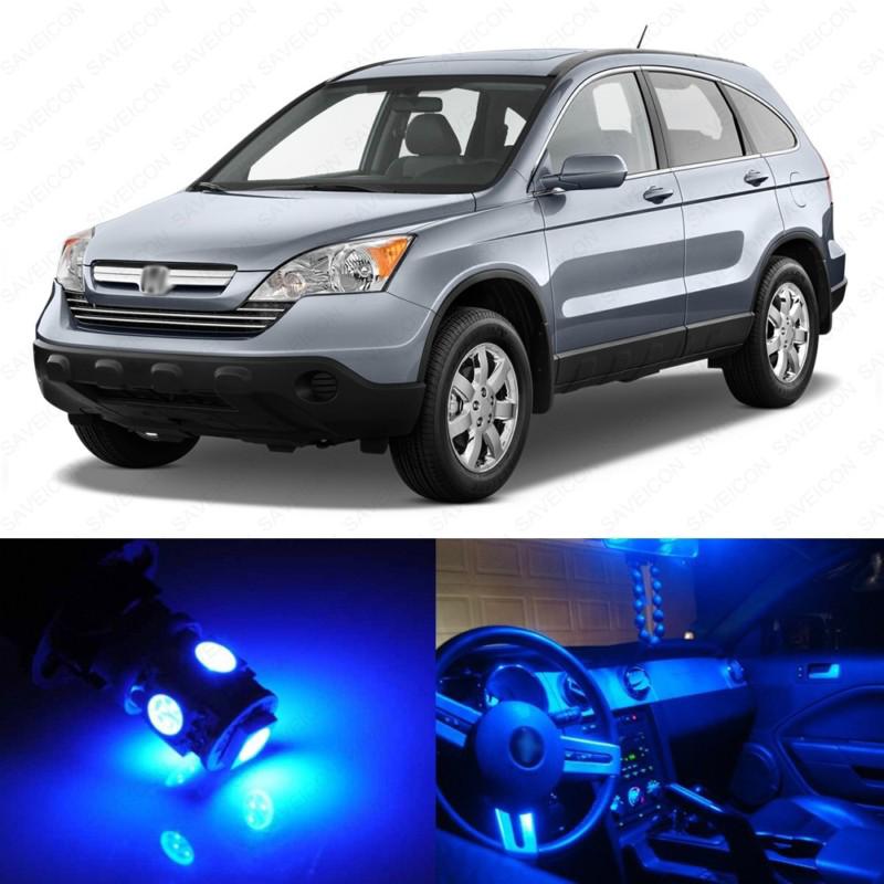 6 x ultra blue led interior lights package for 2007 - 2011 honda cr-v