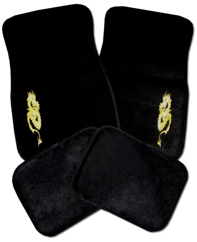 New black carpet with yellow dragon car truck auto interior floor mats set #1