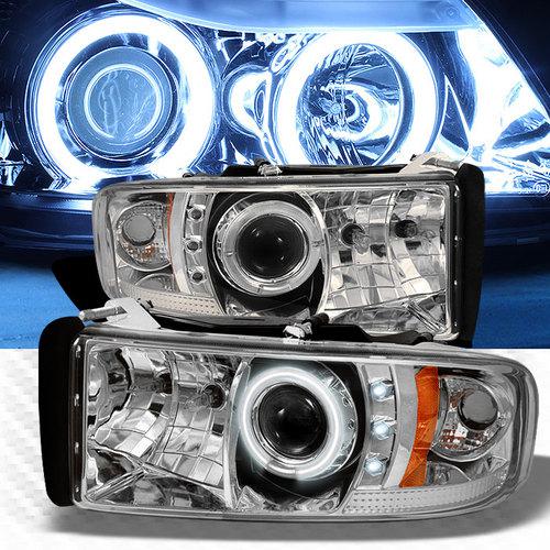 Ccfl halo led 1994-2001 dodge ram projector headlights head lights pair lamp set