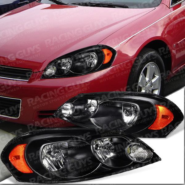 Euro chevy impala monte carlo black head lights w clear lense+refl+amber l+r