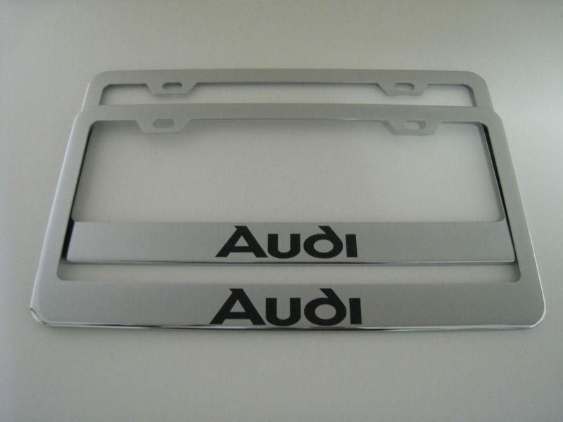 (2) chrome metal license plate frame - audi