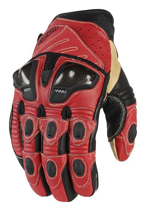 Icon overlord short motorcycle gloves red lg/large