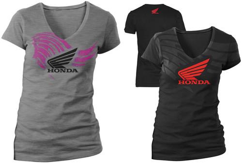 Honda womens abstract wing v-neck t-shirt 2013