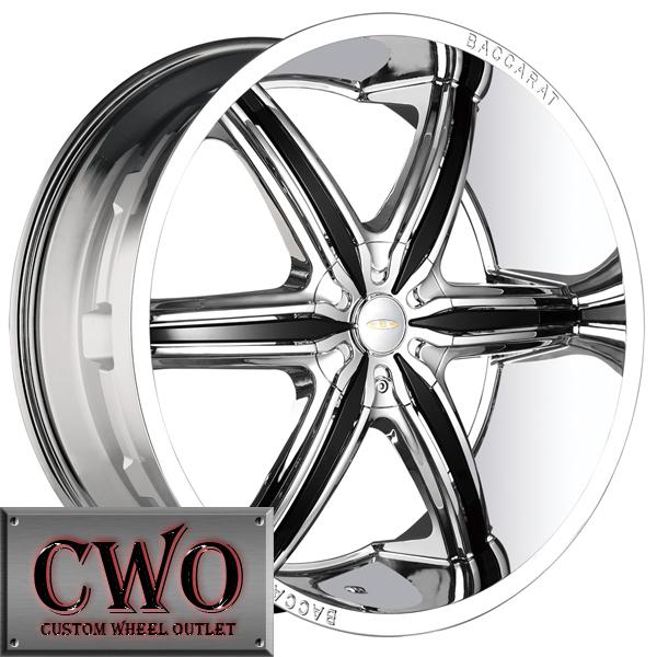 24 chrome baccarat outrage wheels rims 6x139.7 6 lug tundra titan tahoe escalade