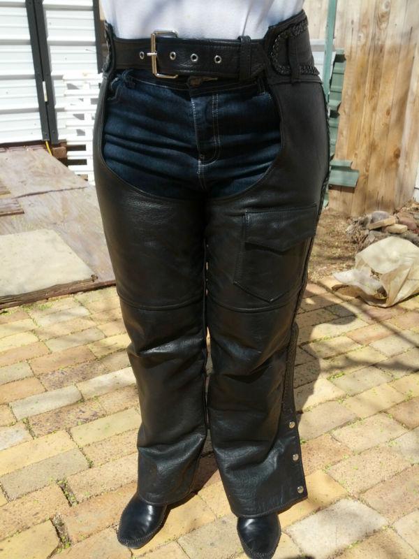 Motorcycle chaps, black medium