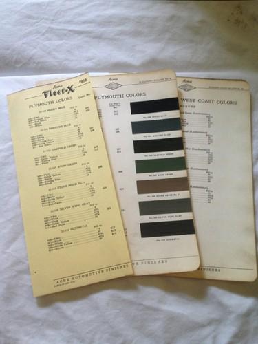 1938 plymouth~paint chip~automotive~acme paints~color chart~chrysler~original!
