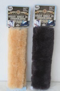 Set of two patagonian sheepskin seat belt pads both natural beige