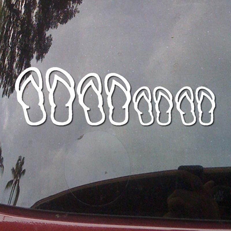 Flip flop family of 4 four slippers hawaii car vinyl decal window sticker h58