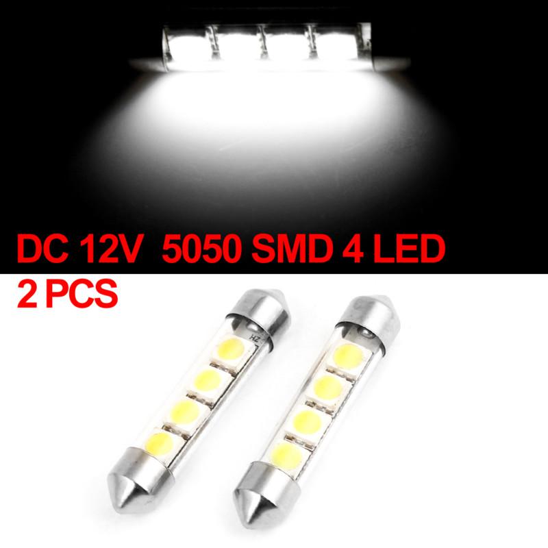 2pcs 578 43mm 5050 smd 4 led white interior dome festoon light bulbs